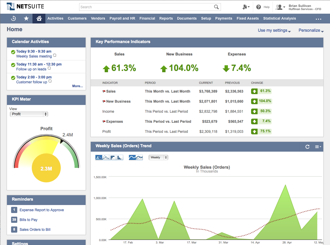 NetSuite Dashboard on Desktop and Mobile