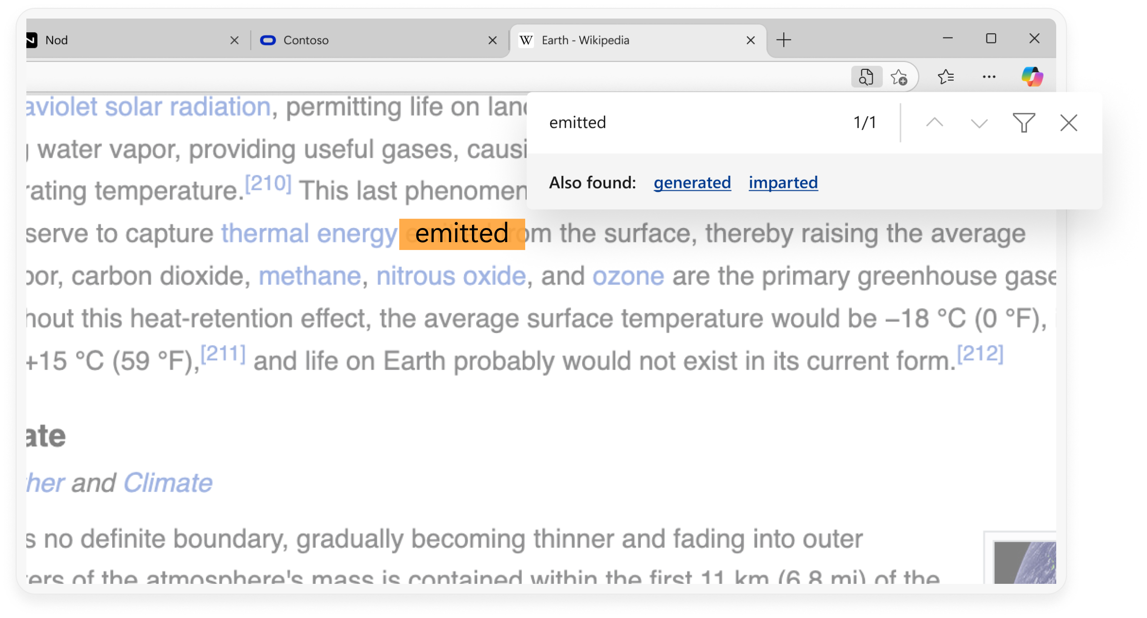 Webpage search example